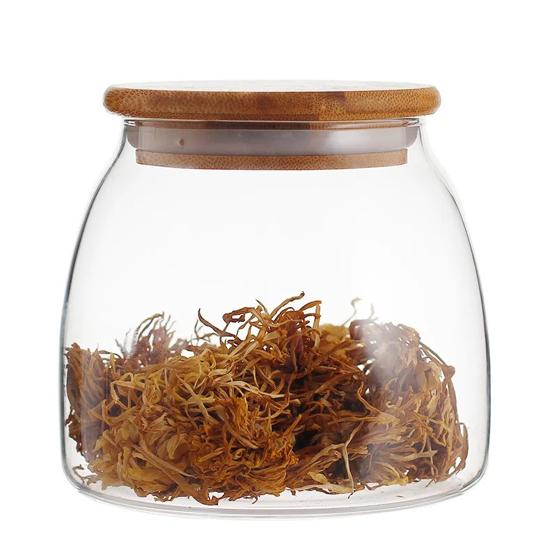 Spherical Glass Food Storage Container with Cork Lids