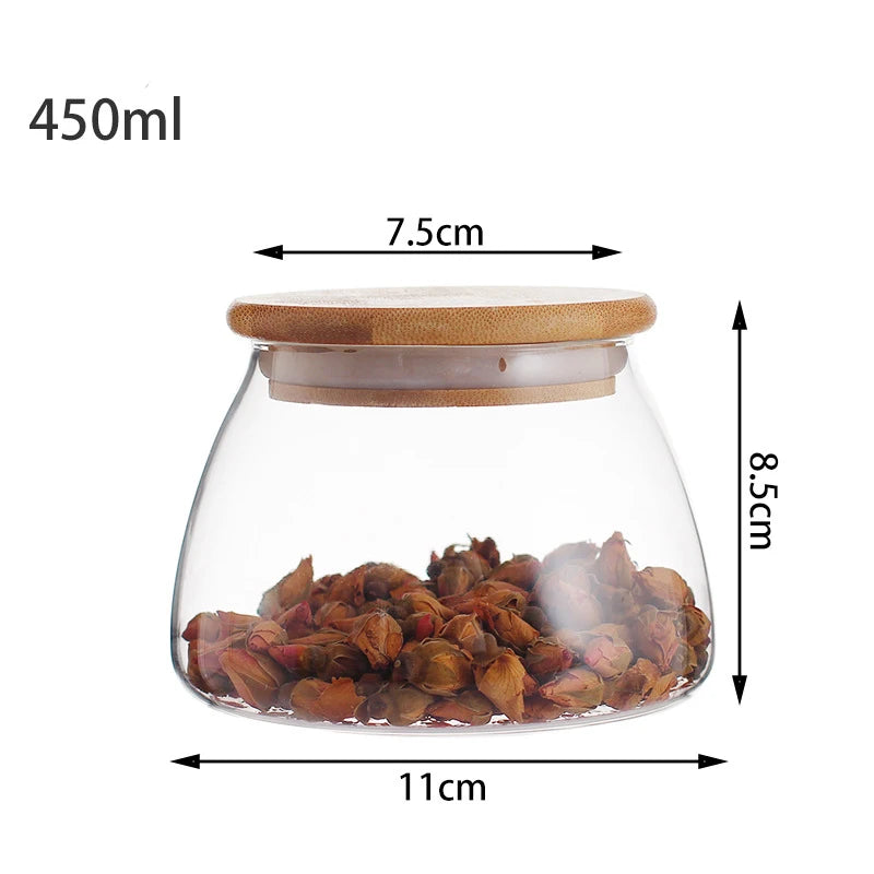 Spherical Glass Food Storage Container with Cork Lids