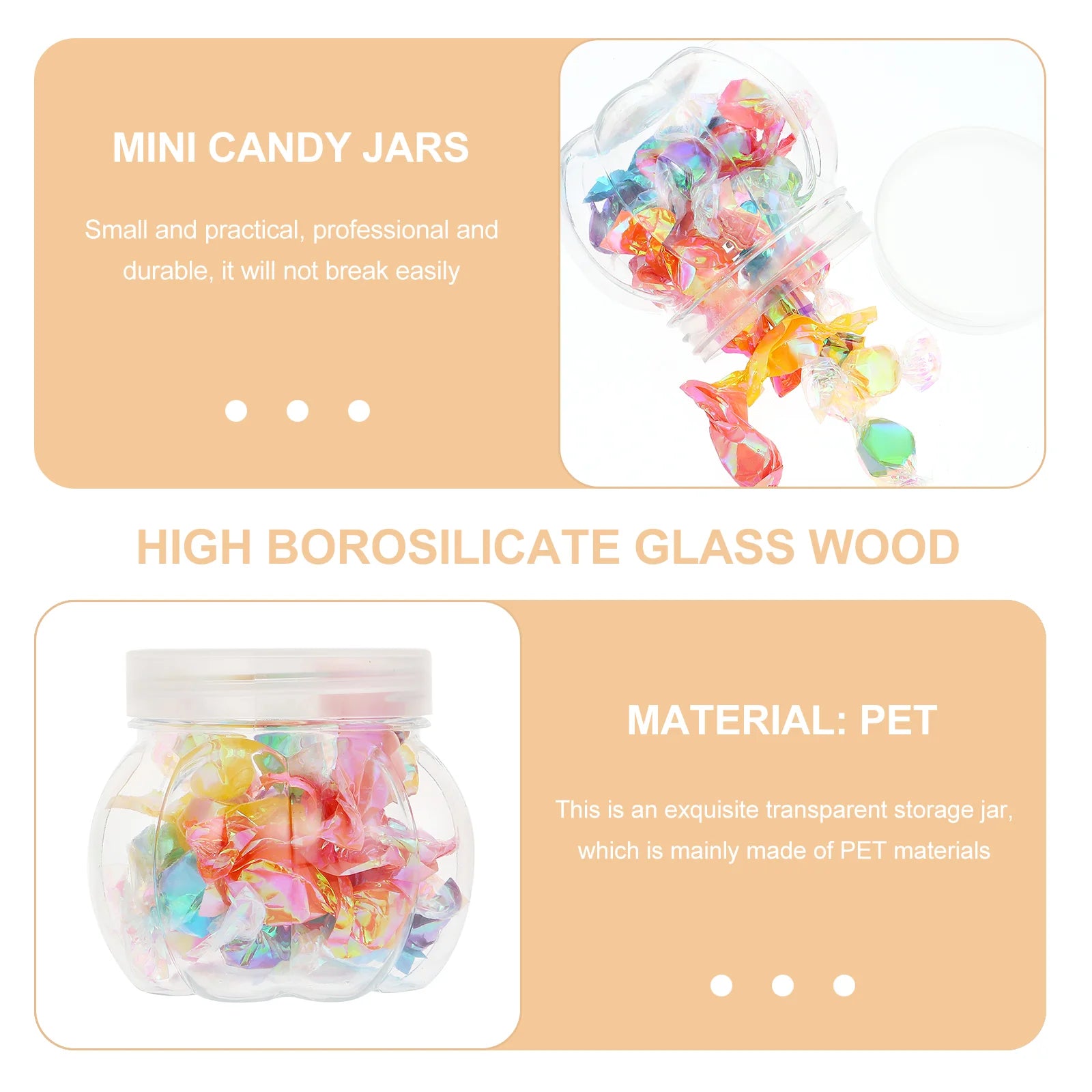 Transparent Pumpkin Candy Jar – 150ML Airtight PET Storage Container