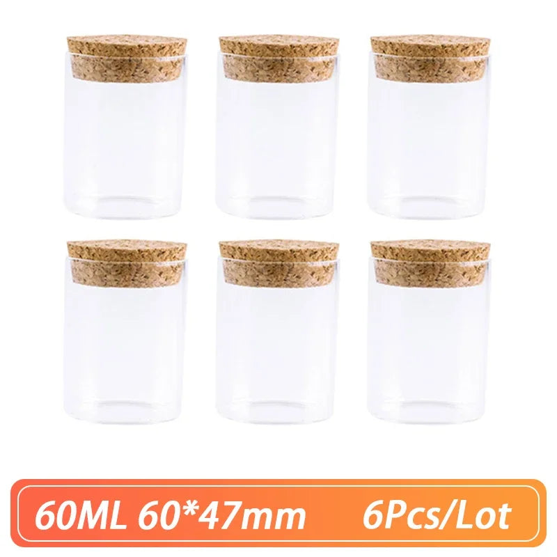 6pcs 60ml Glass Spice Storage Jars with Cork Lids – Simple & Stylish Containers | Jarchemy