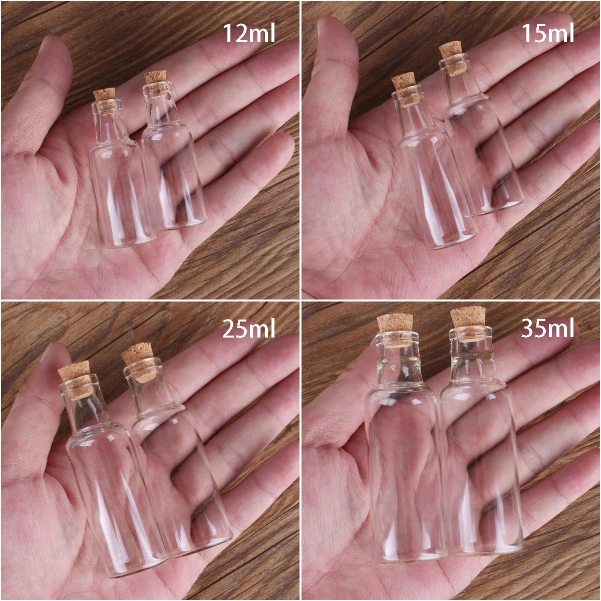 24pcs Small Glass Bottles with Cork Stopper – 12ml, 15ml, 25ml, 35ml Empty Spice, Wish, and Gift Jars for Crafts & Vials | Jarchemy