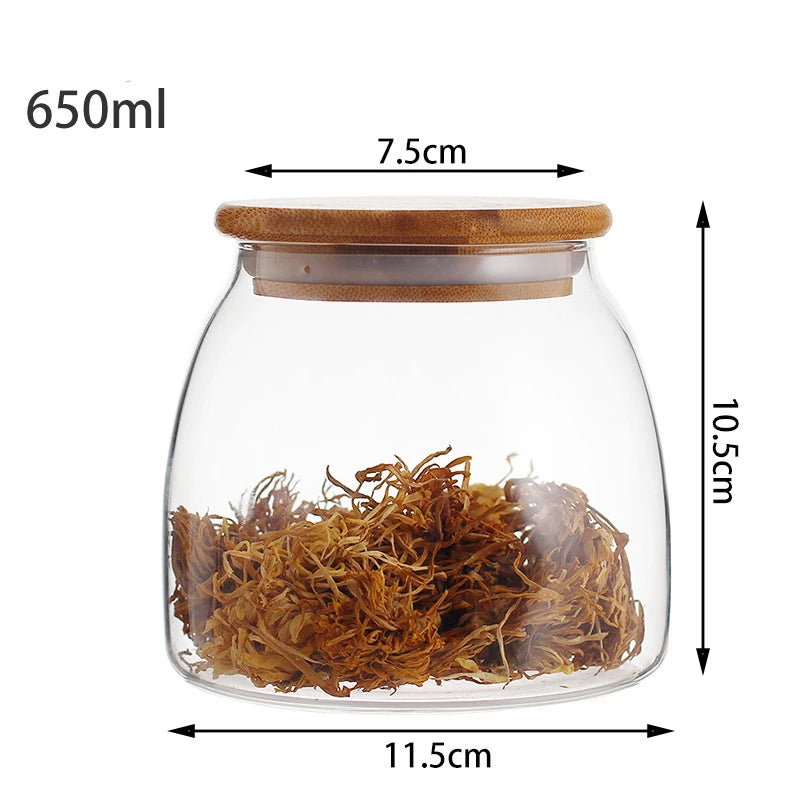 Spherical Glass Food Storage Container with Cork Lids