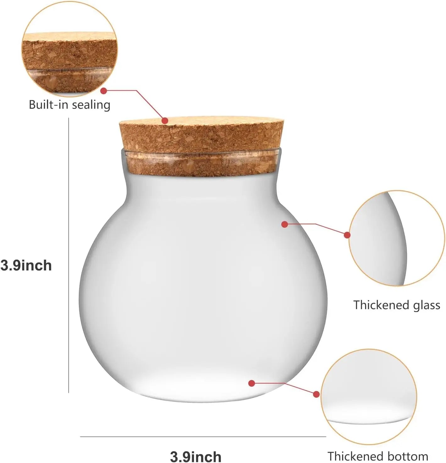 500ML Spherical Glass Food Storage Jar with Cork Lid – Large Capacity Sealed Container for Kitchen Organization | Jarchemy