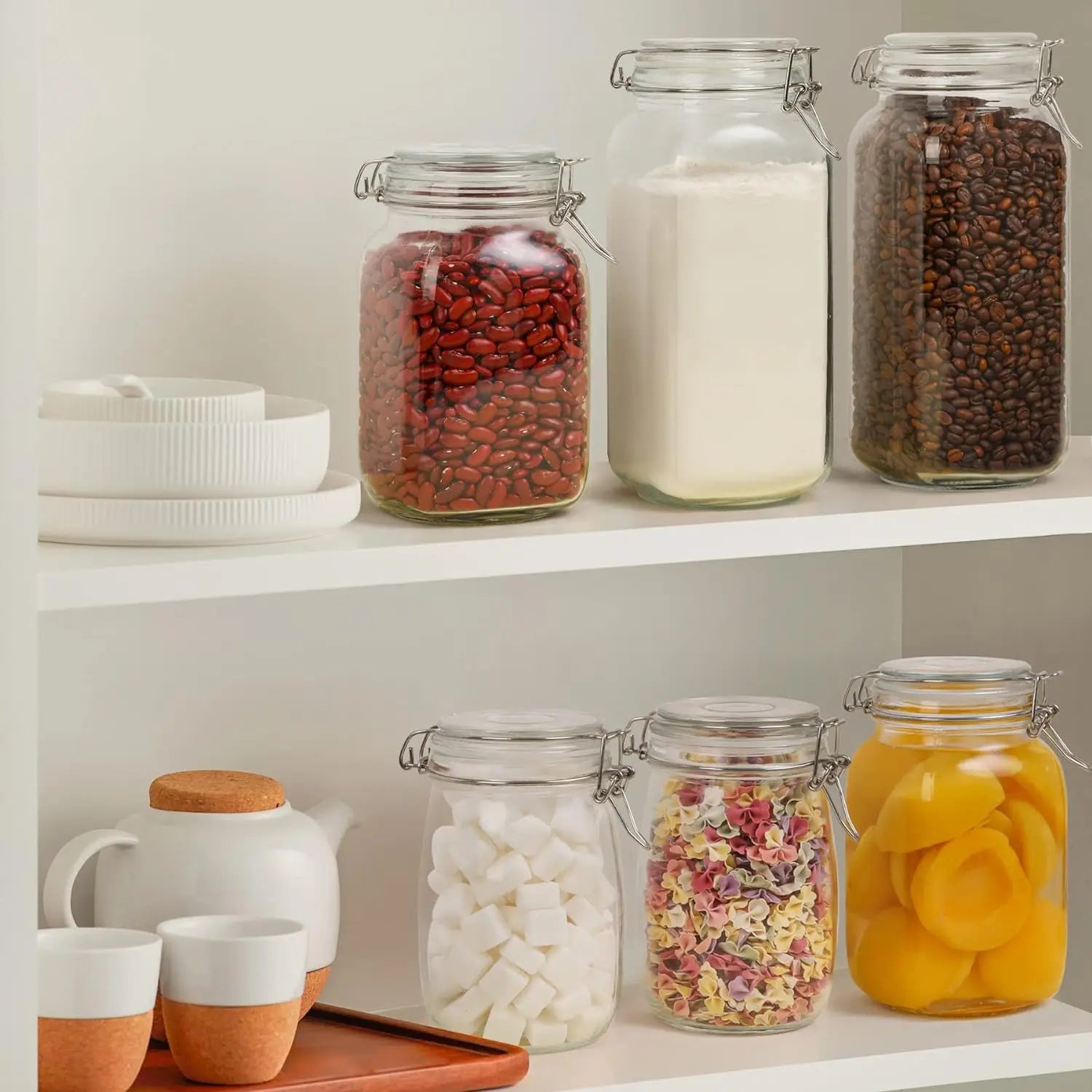 Square Glass Jars with Airtight Clamp Lids