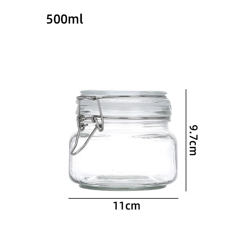 Square Glass Jars with Airtight Clamp Lids