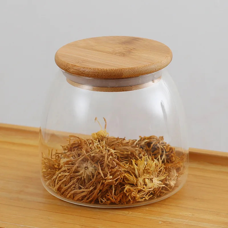 Spherical Glass Food Storage Container with Cork Lids