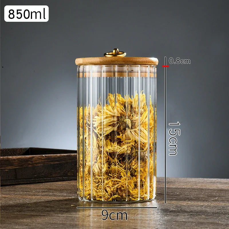 Sealed Bamboo Lid Glass Food Jar – Ideal for Kitchen Pantry Storage of Grains, Cookies, Coffee, Tea, Candy, and Snacks | Jarchemy