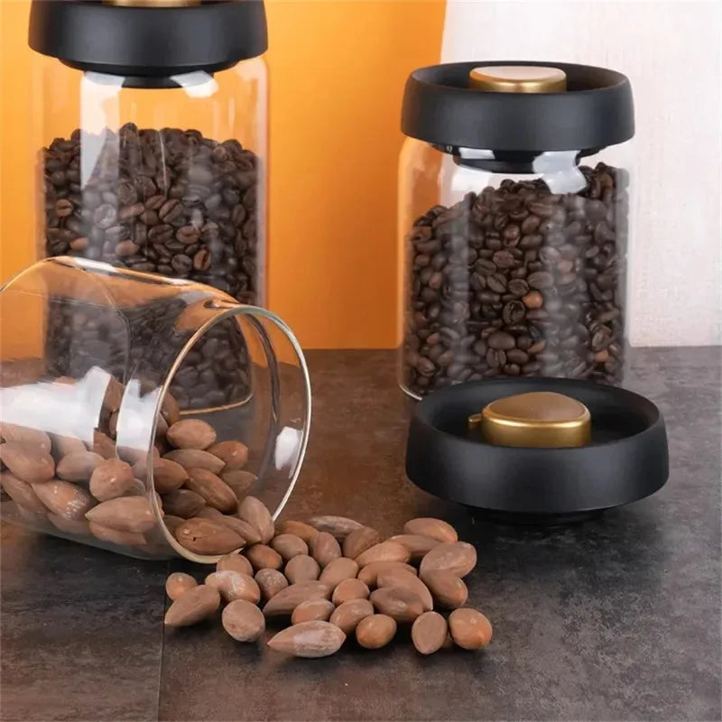 Vacuum Sealed Glass Storage Jars – Airtight Containers for Coffee, Spices, and Dry Goods (500ml/900ml/1200ml/1800ml) | Jarchemy