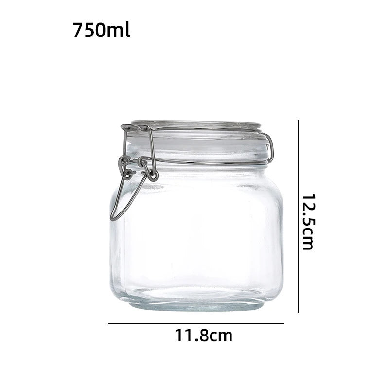 Square Glass Jars with Airtight Clamp Lids