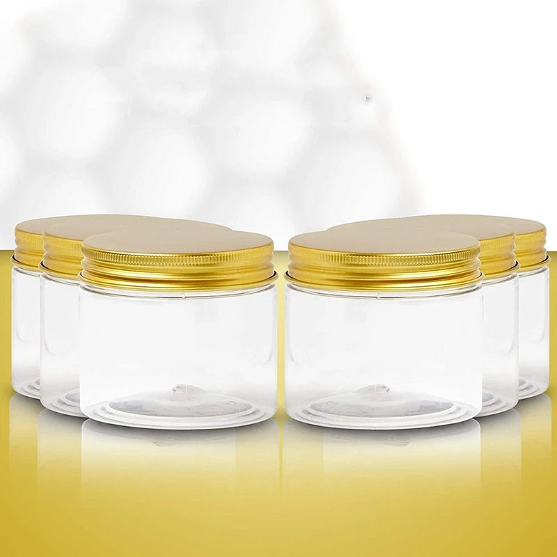 6-Pack Plastic Jars with Lids (6x7cm, Gold)