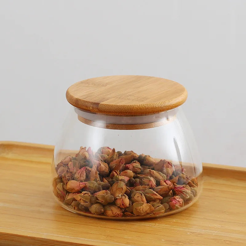 Spherical Glass Food Storage Container with Cork Lids