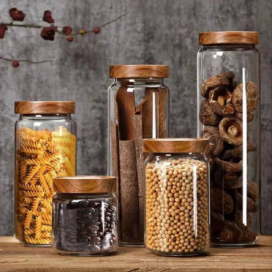 Airtight Glass Jars with Bamboo Lids – Food Storage Containers (450ML/750ML/1000ML/1500ML) | Jarchemy