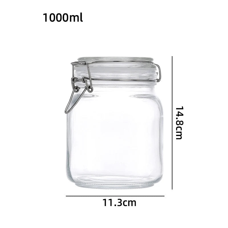 Square Glass Jars with Airtight Clamp Lids