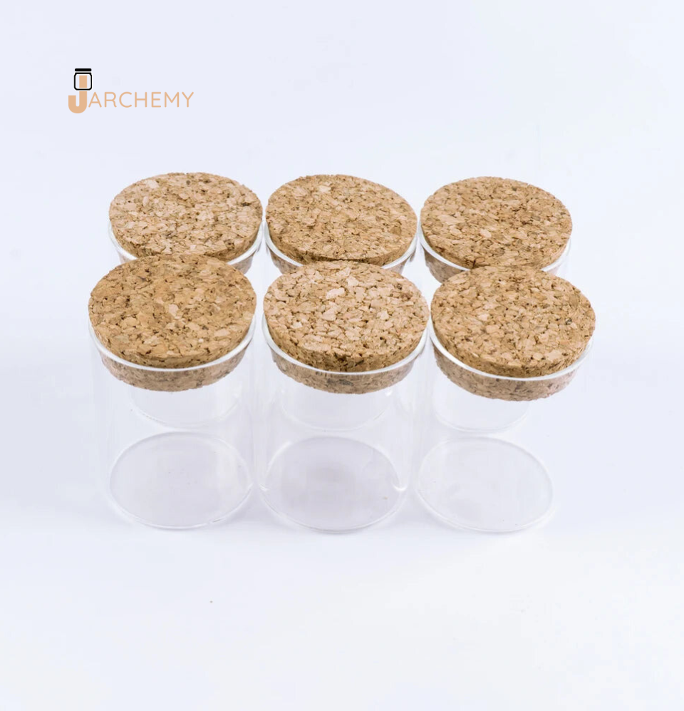 6pcs 60ml Glass Spice Storage Jars with Cork Lids – Simple & Stylish Containers | Jarchemy