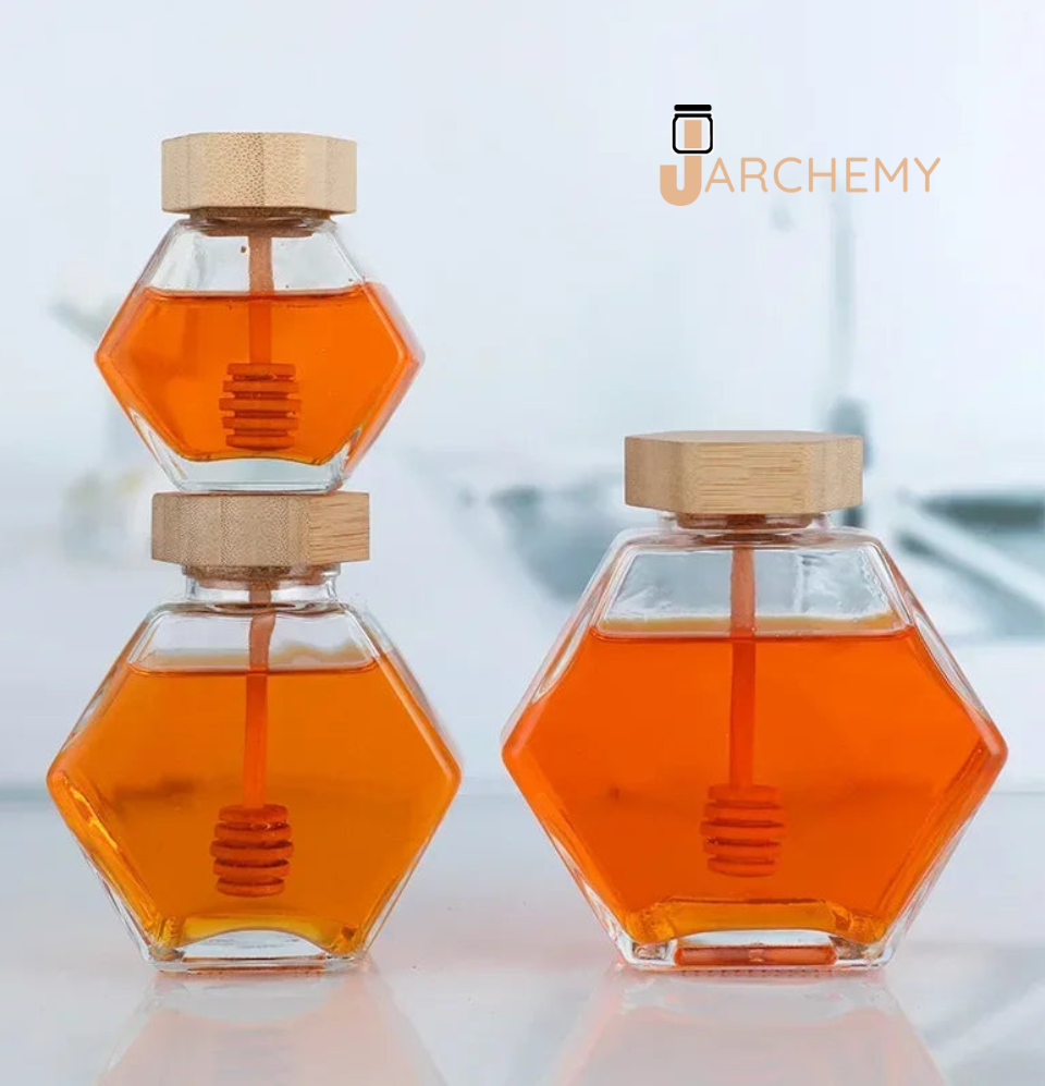 Multi-Purpose Hexagon Glass Jar – Ideal for Food, Oil, Medicine & Cosmetics | Jarchemy