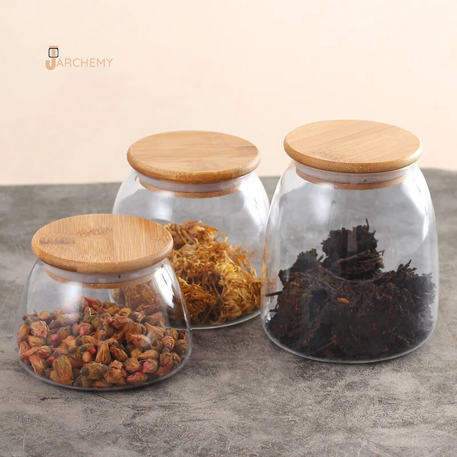 Spherical Glass Food Storage Container with Cork Lids