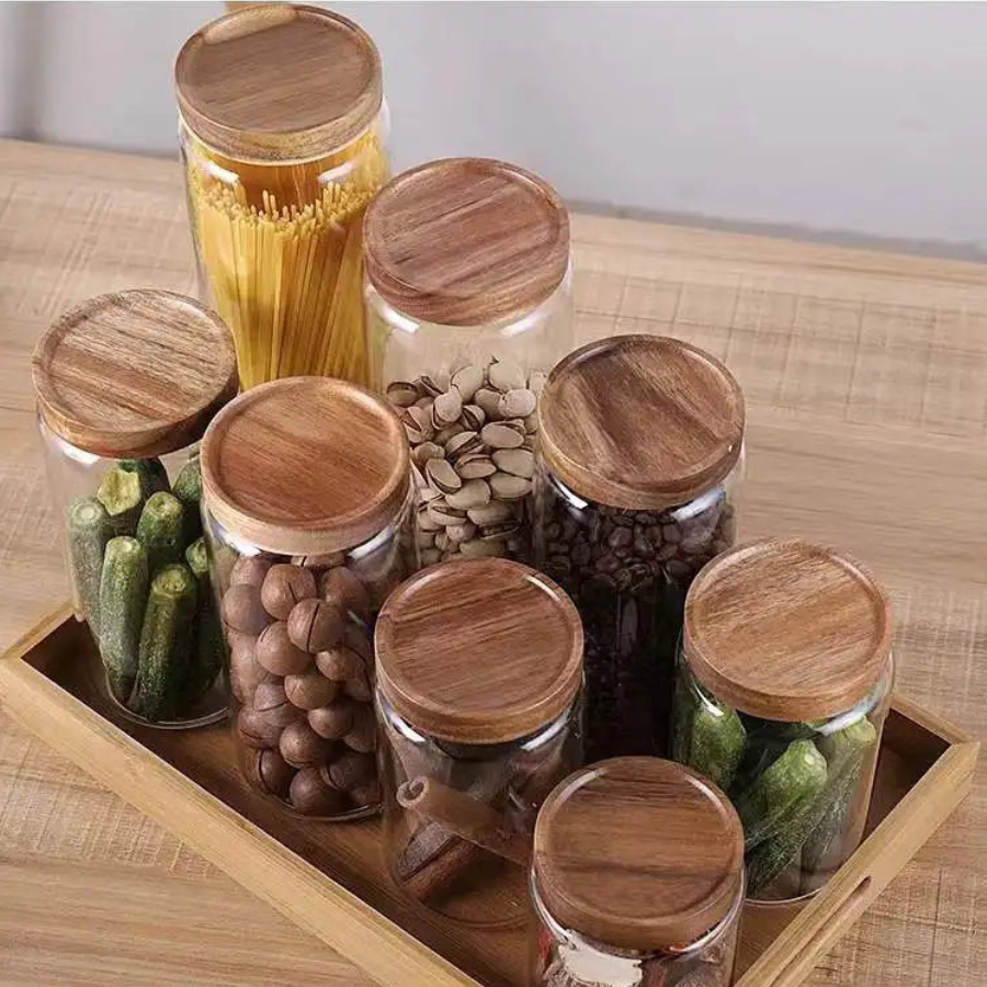 Airtight Glass Jars with Bamboo Lids – Food Storage Containers (450ML/750ML/1000ML/1500ML) | Jarchemy